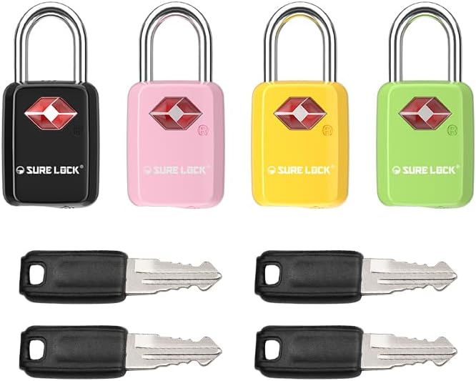 SURE LOCK TSA Approved Luggage Locks Mini Size Lock with Keys for Travel, Zinc Alloy Body with Steel Shackle, Key Alike, Key Alike in The Same Package - Image 1